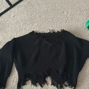 Black distressed sweater